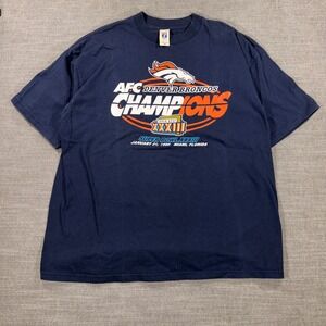 Logo 7 Denver Broncos T-Shirt Mens 2XL‎ Navy Blue 1999 Super Bowl XXXIII
